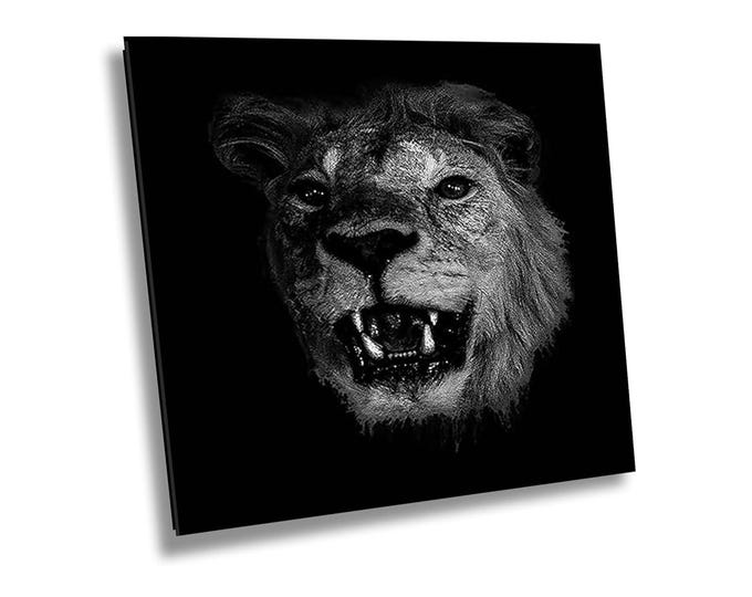 The Lion Wall Art Print - Black And White Lion Canvas, Wildlife Animal Photography - Artwork for Office, Home Room or Modern Farmhouse Decor