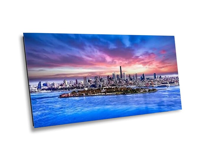 NYC from Helicopter Canvas Wall Art Print, Newyork Skyline Travel Photography, Modern Cityscape Photo Print for Office or Home Wall Decor