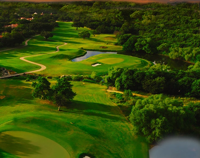 The Dominion Country Club - Holes 16, 17, 18 Canvas Print, Golf Course Aerial View Photography,Golfing Drone Shot Landscape Print Wall Decor