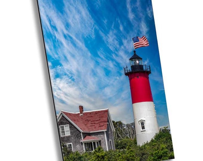 Nauset Lighthouse Sunset Photo Print - Classic Cape Cod Coastline with Beach Photography - Coast Guard Station Metal,Acrylic,Canvas Wall Art
