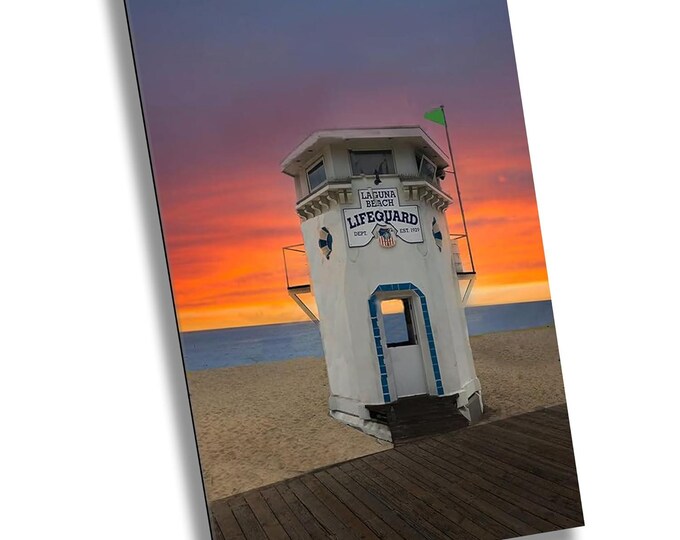 Lifeguard Station Laguna Beach, Laguna Beach Sunset Photography, Southern California Photo Print for Office or Home Room Coastal Decor