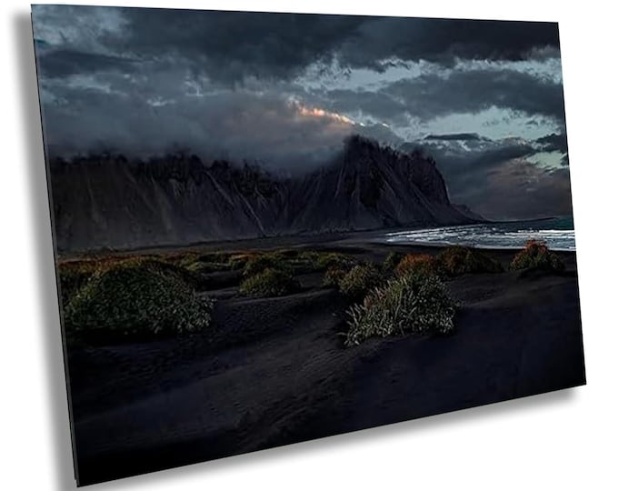 Beauty of Iceland's Black Sand Beach Wall Print, Striking Coastal Photography, Unique Travel Decor Canvas Wall Art for Office or Home Rooms