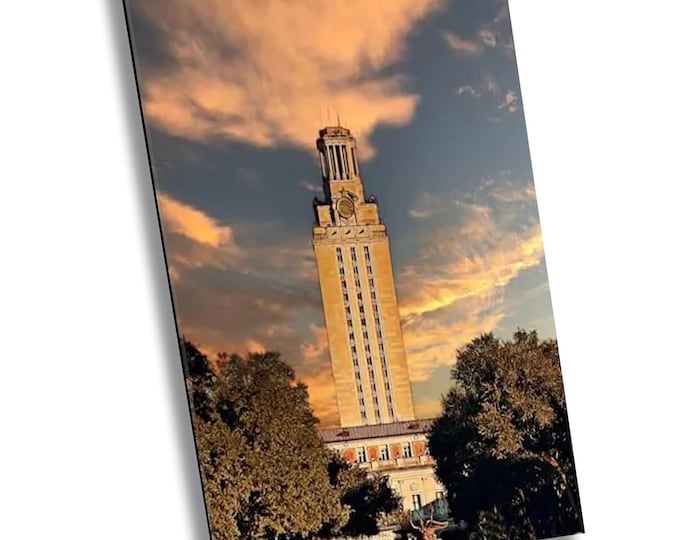 Tragic Tower, UT Austin Canvas Print, Historical Campus Photography,Scenic View Photography Longhorn Tower Wall Art Decor for Home or Office