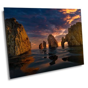 Sunset over Cabo Rock Canvas Wall Art, Cabo Majestic Evening, Adventure Scenery, Nature Inspired Landscape Photography for Home Room Decor