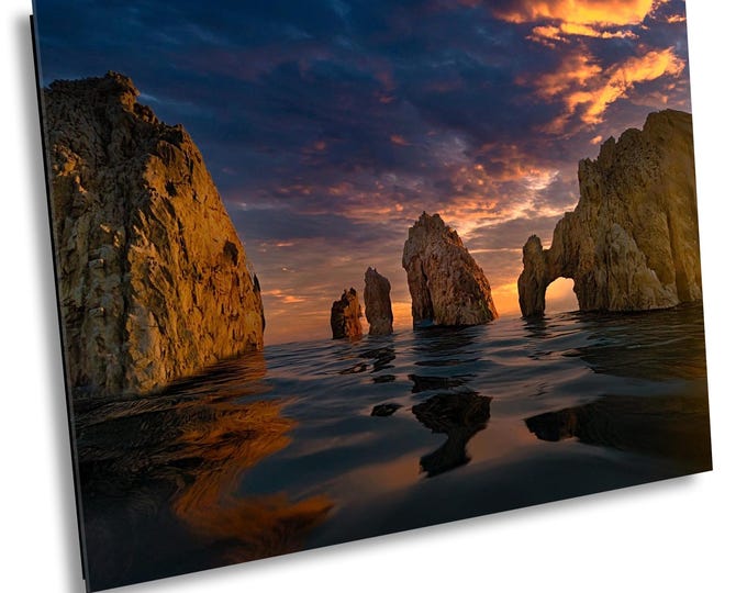 Sunset over Cabo Rock Canvas Wall Art, Cabo Majestic Evening, Adventure Scenery, Nature Inspired Landscape Photography for Home Room Decor