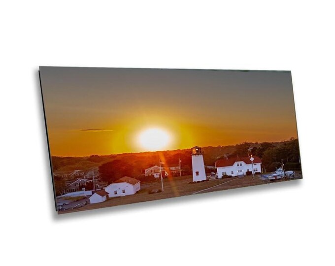 Chatham Lighthouse Sunset Print - Cape Cod Coast Guard Station Acrylic, Metal, Canvas Wall Art - Warm Coastal Scenery Photo Nautical Decor