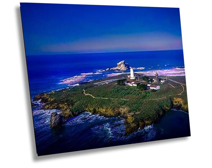 Piedras Blancas Light Station Wall Art, California Coastal Aerial Canvas, Scenic Lighthouse Photography, Pacific Ocean Wall Art Decor