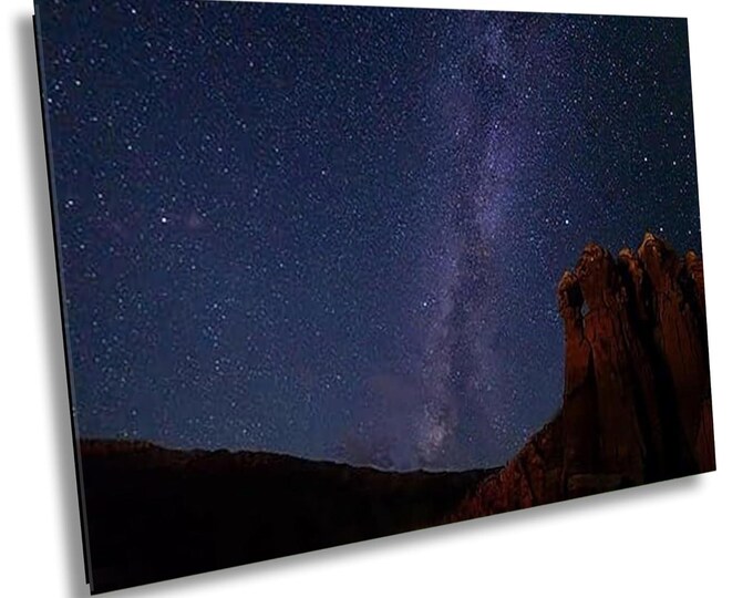 National Park Milky Way Canvas Print, Celestial Meteor Shower Wall Art, Night Sky Astrophotography Starry Landscape Room Wall Decor