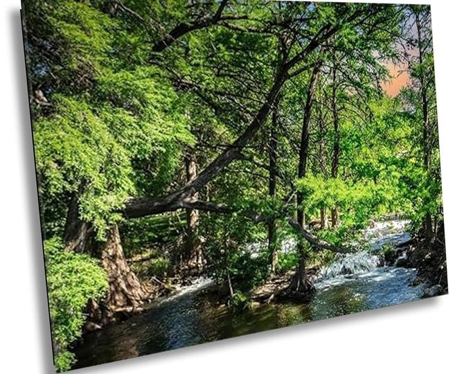 Forest Stream Springtime Print, Peaceful Nature Forest Photography Wall Art, Serene Tranquil Landscape,Relaxing Waterfall Picture Home Decor