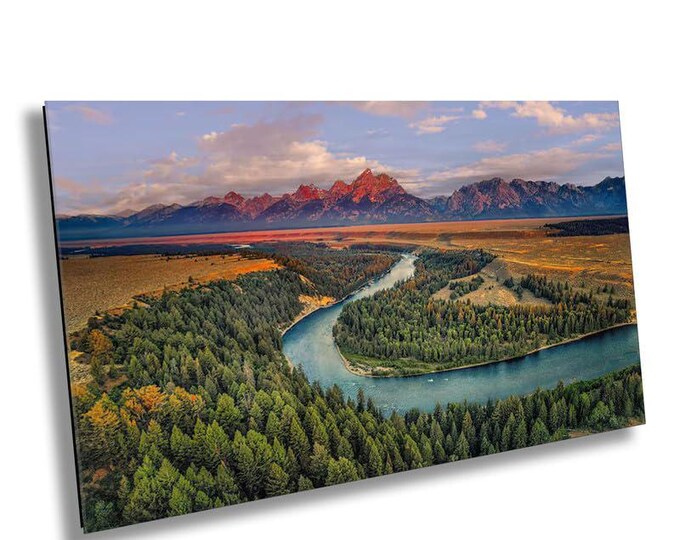 Snake River Overlook Yellowstone Photo Print, Majestic Tetons Scenic Plains Water View Wall Art, Sunrise Photography for Home, Office Decor
