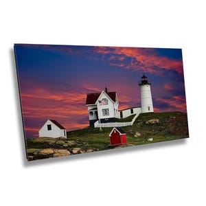 Iconic Maine Lighthouse Canvas Print - Coastal Photography Nautical Wall Art Photography, Fall Colors Landscape Home or Office Wall Decor