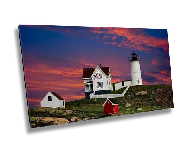 Iconic Maine Lighthouse Canvas Print - Coastal Photography Nautical Wall Art Photography, Fall Colors Landscape Home or Office Wall Decor