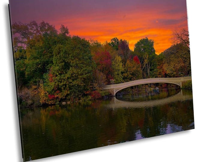 Bow Bridge in Central Park Canvas Wall Art, Lake Manhattan New York City Photography Print for Office or Home Room Wall Decor