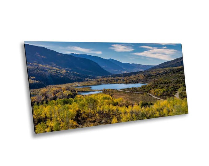 Colorado Autumn Mountain Lake Landscape Wall Art - Scenic Road and Reflection Photography - Nature Wall Decor for Home, Office, or Cabin