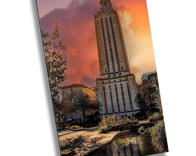 Longhorn Tower Scenic Canvas Wall Art, University of Texas, Austin Cityscape, Iconic UT Tower Photography for Modern Room Wall Decor