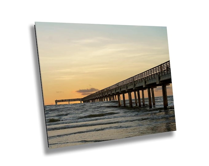 Port Aransas Pier Sunset Print, Gulf of Mexico Canvas, Acrylic, Metal Wall Art, Stunning Sunset Photography for Home or Office Coastal Decor