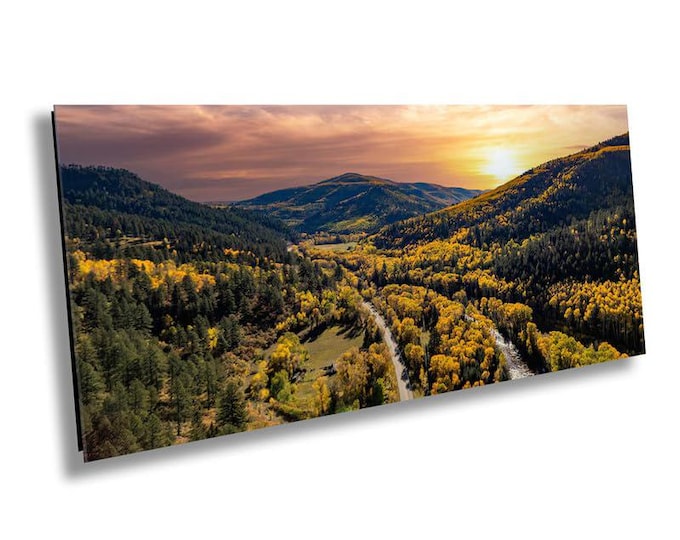 Fall Aspens Road & River Photo Print - Iconic Colorado Landscape Photography - Outdoor Scenic Wall Art for Home, Office, or Cabin Decor