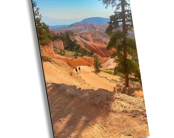 A Hike in Bryce Canyon Canvas Art, National Park Hiking Adventure Photography, Outdoor Rocky Forest Landscape for Office or Home Wall Decor