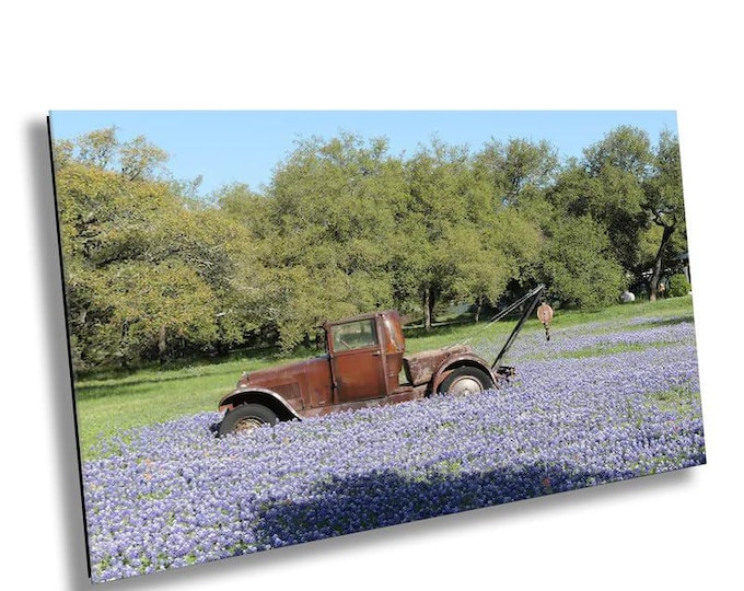 Rusty Truck in Bluebonnet Field Wall Art, Vibrant Spring Wildflowers Photography, Blooming Texas Nature Print, Springtime Floral Home Decor