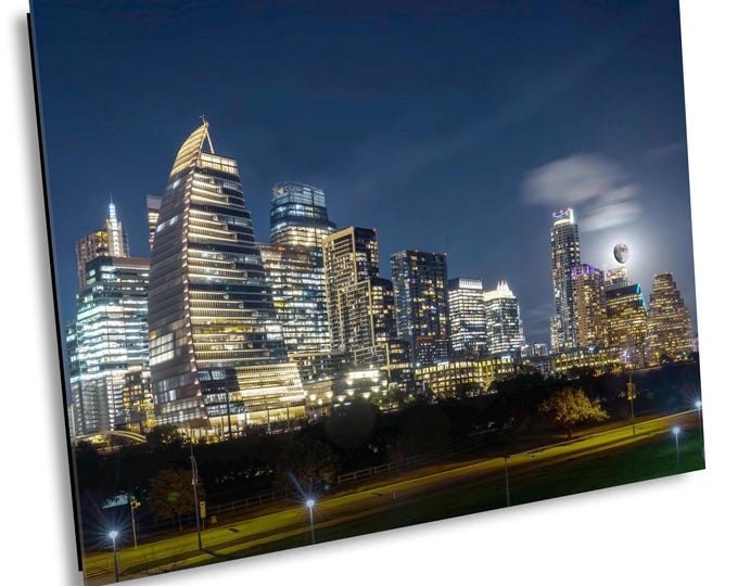 Austin City Photography Print, Contemporary Canvas Wall Art, Skyline View of Austin Skyline, Modern Office Architecture Decor