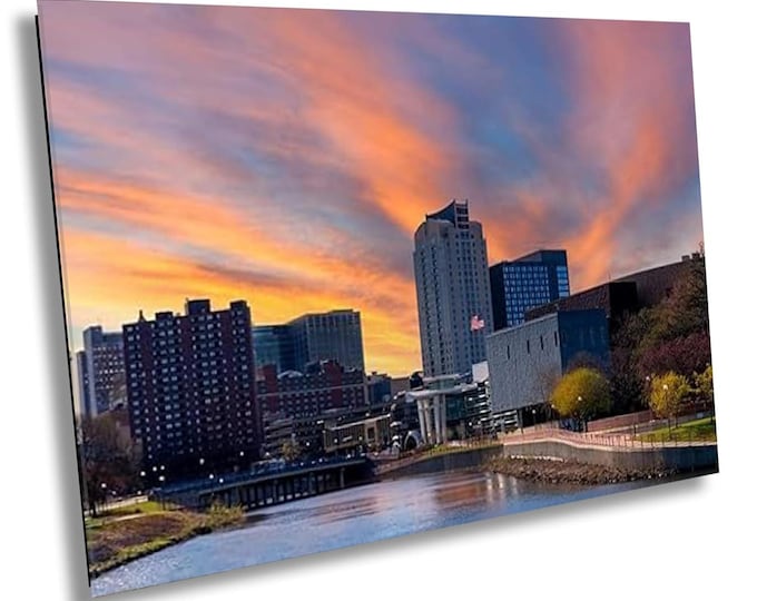 Mayo Sunset Photography Print, Serene Sunset River View Wall Art, Scenic Cityscape Travel Canvas Wall Art for Office or Home Room Decor