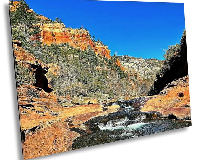 Arizona Stream Photography Print, Sedona Landscape Flagstaff River Wall Decor, Desert Oasis Southwestern Nature Photo Print for Room Decor