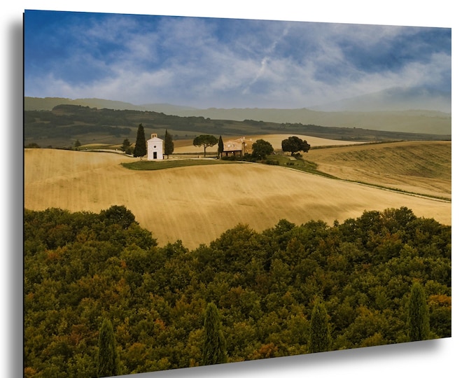 Chapel,horizontal, Tuscany, Italy, Sunset