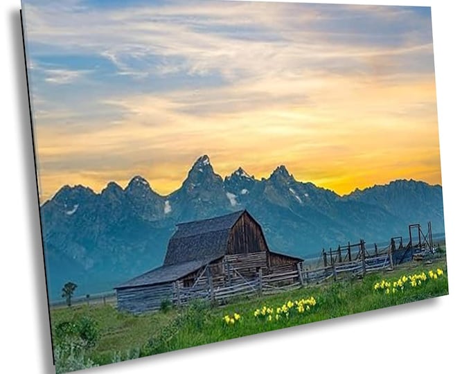Moulton Barn Yellowstone Photography, Jackson WY Tetons Pasture Art, Rustic Landscape Print, Wyoming Open Field Wall Art Home Office Decor