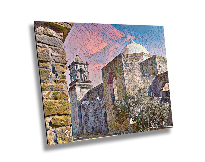 Mission San Jose  Mosaic Rose Window Wall Art, Architectural Photography Home Decor Print, Historical Architecture Wall Decor Artwork Gift