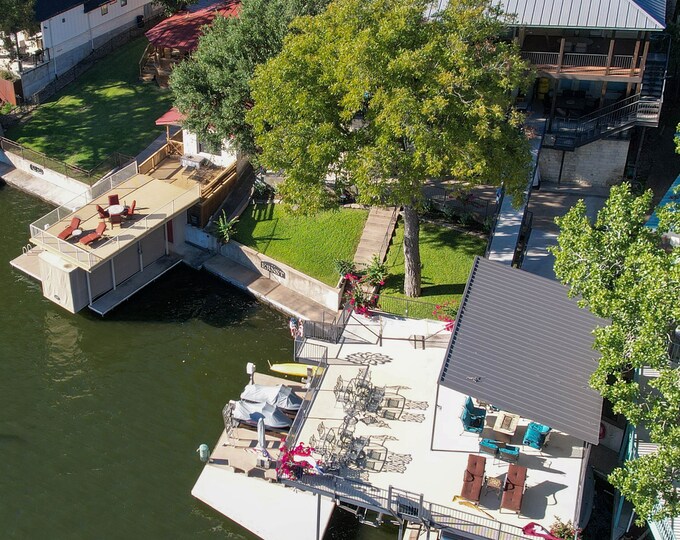 Lakefront Dock Aerial Wall Art Print - Peaceful Waterfront Home Decor, Outdoor Nature Photography - Relaxing Lakeside Lake House Landscape