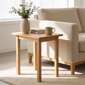 Premium White Oak End Table Mid Century White Oak Side Table Handmade White Oak Bedside Table Modern White Oak Sofa Table for Living Room