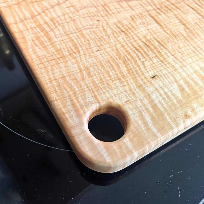 Curly Maple Cutting Board Handcrafted Quality Curly Maple Chopping Block Handmade Maple Hardwood Chopping Board Maple Bread Board image 4