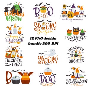 Spooky Halloween Quotes Sublimation Bundle - 12 PNG Designs, Boo-tiful Halloween Quotes Sublimation Graphics - 12 PNGs