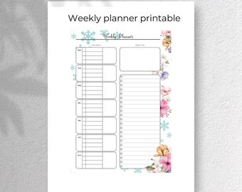Planner settimanale stampabile: organizer minimalista per la produttività (A5/US)