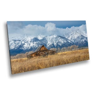 Der Winter kommt - T.A. Moulton Historische Scheune Mormon Row Jackson Hole Grand Teton National Park Berg Foto Wand Kunstdruck für Wohnkultur