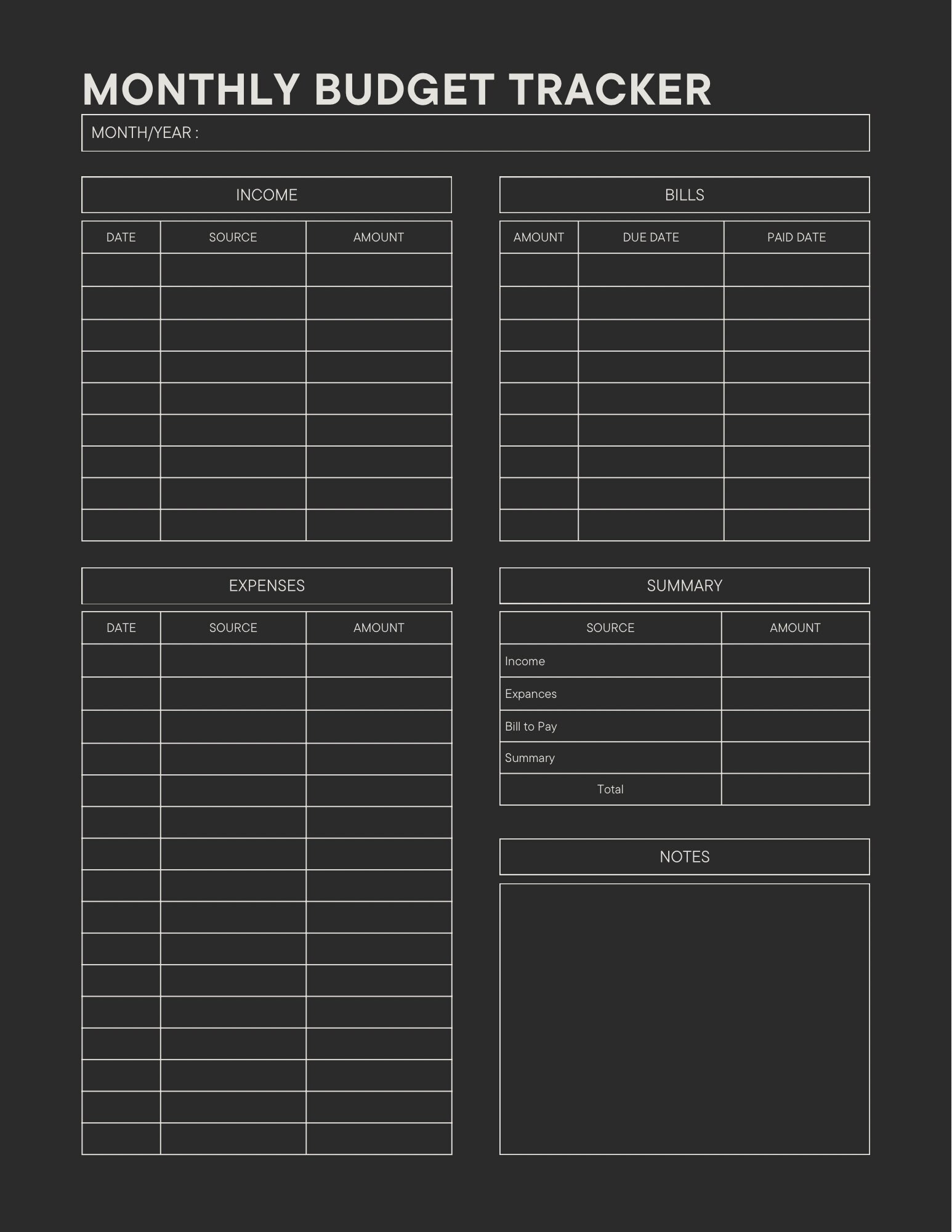 Digital Budget Tracker Etsy