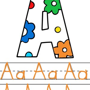 Páginas para colorear digitales para aprender el alfabeto de la A a la Z / Imprimibles educativos / Descarga digital / Ayuda para el profesor / Páginas para trazar el alfabeto
