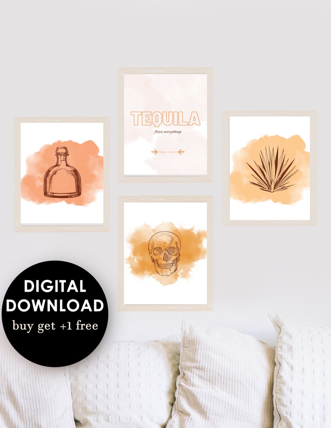 Modern Mexican Art, Boho Mexico Style Wall Art, Tequila Quote, Mexico