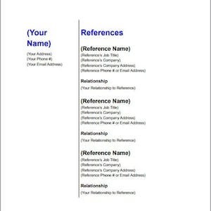 Reference List - Digital Download Template