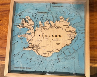 Laser engrave and cut files for map of Iceland