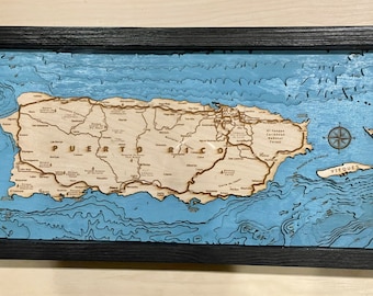 Laser engrave and cut files for map of Puerto Rico