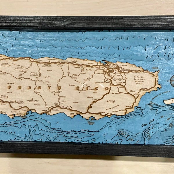 Laser engrave and cut files for map of Puerto Rico