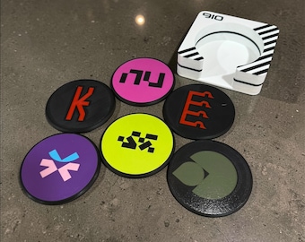 Marathon Faction Coaster Set – Bungie Gaming Room Decor – 6-Pieces