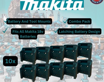 Confezione combinata da 10 pezzi! Supporti/supporti/ganci per batterie Makita 18 V - per impieghi gravosi
