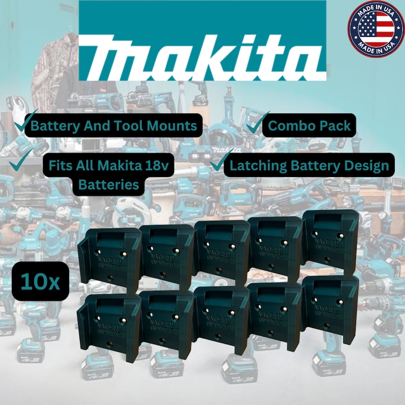 10-piece-combo-pack-makita-18v-battery-mounts-holders-hangers-heavy