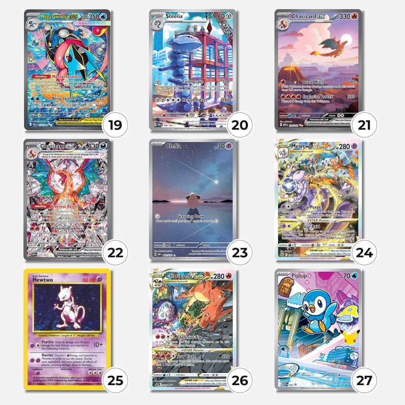 Custom Pokémon debit card skin options including Pikachu, Umbreon, Sylveon, Mewtwo, Cubone and Gengar card wrap decals