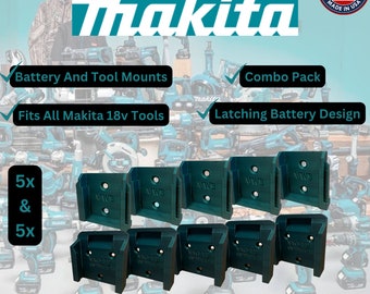 10 Piece Combo Pack! Makita 18v Battery And Tool Mounts/Holders/Hangers -Heavy Duty
