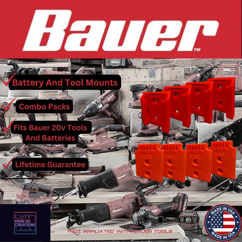 Bauer 20v COMBO Pack Battery and Tool Mount/hangers/holders Etsy