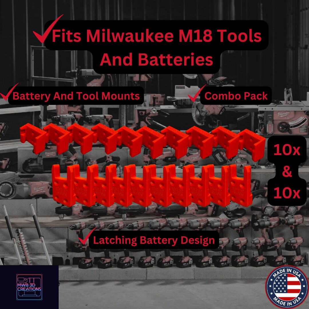 thumbnail interactive-video image 1 of UOSXVC 10Packs Battery Holders For Milwaukee 18V Mount Fit 1 of 11