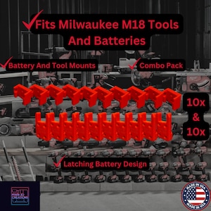 20 Stück Kombipackung! Milwaukee M18 Batterie- und Werkzeughalterungen/Halter/Kleiderbügel -Heavyduty